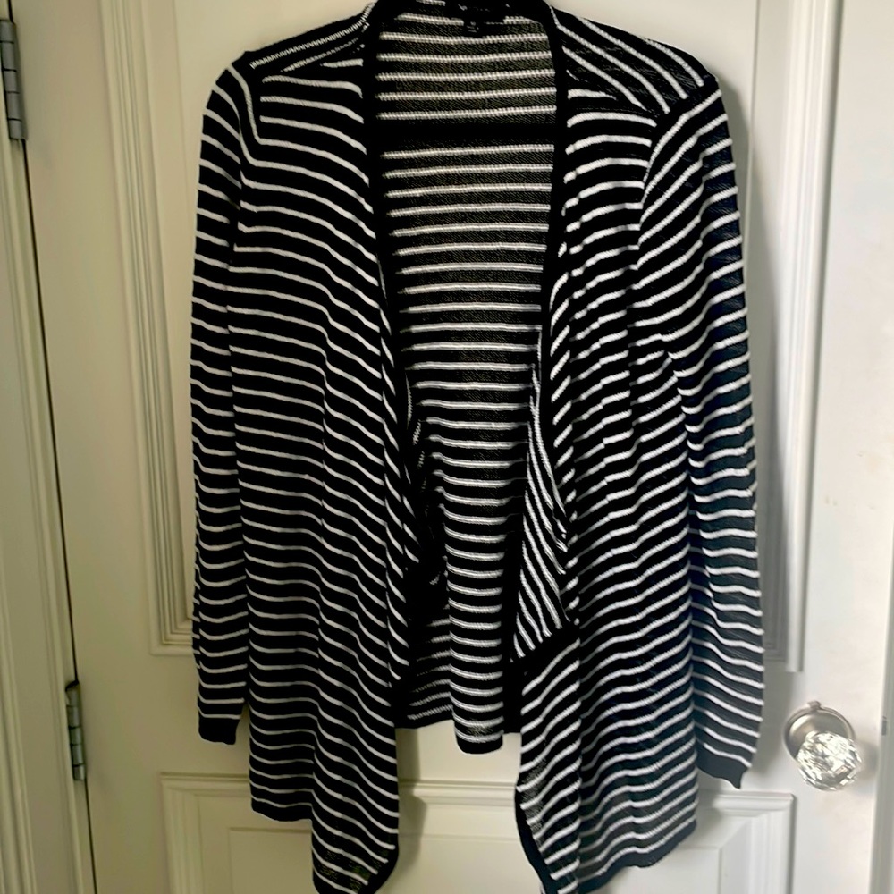 Lightweight Black and White Cardigan Sweater